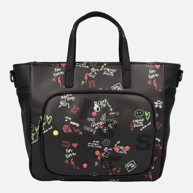 Bolsos de mano con bandolera y estampado estilo graffity