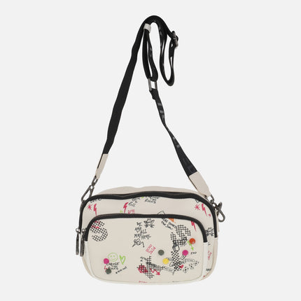 Pepe Moll shoulder bags with graffiti detail and multicolored studs