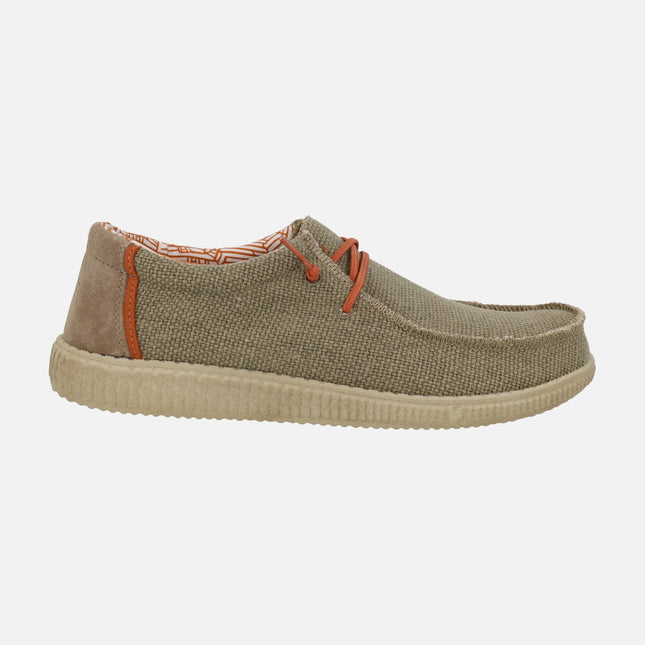Zapatos wallabi para hombre en tejido lona y serraje WP150 Steve