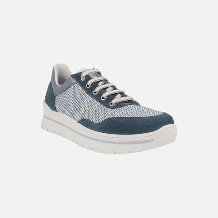 Women's sneakers in blue multi-material combination
