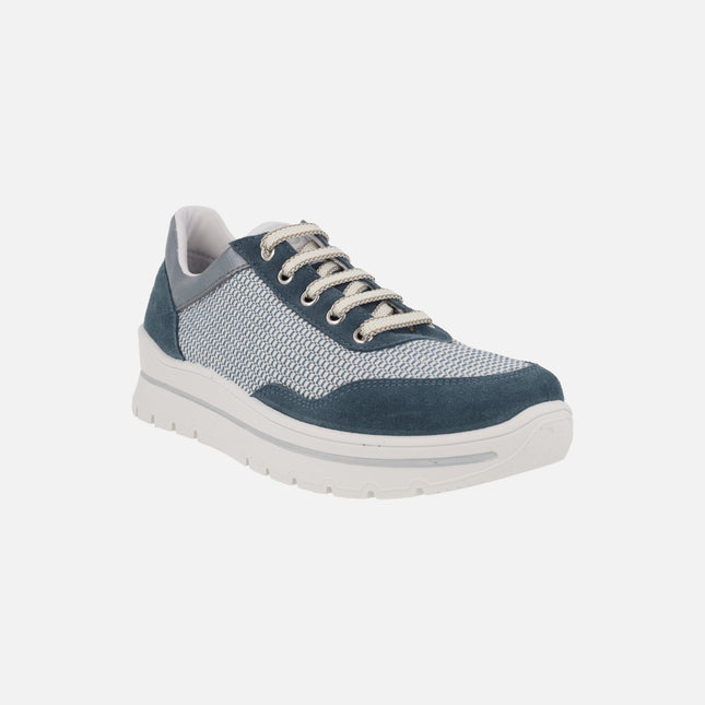 Zapatos deportivos en combinado multi material azul