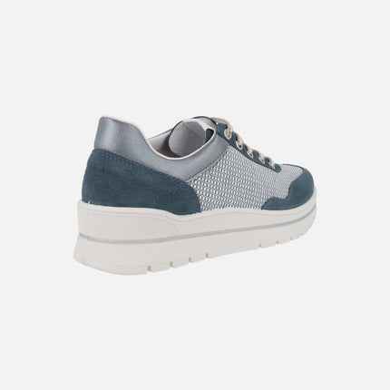 Women's sneakers in blue multi-material combination