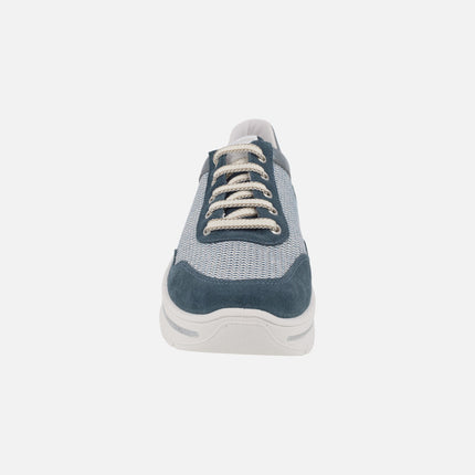 Women's sneakers in blue multi-material combination
