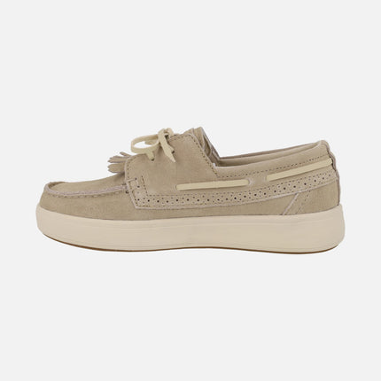 Náuticos Figuera en serraje beige con detalle de flecos