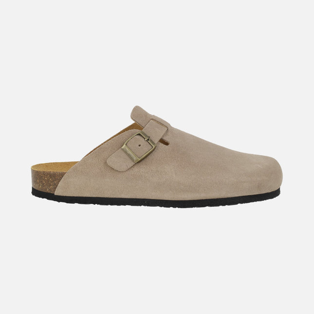 Zuecos de serraje color beige unisex UMA