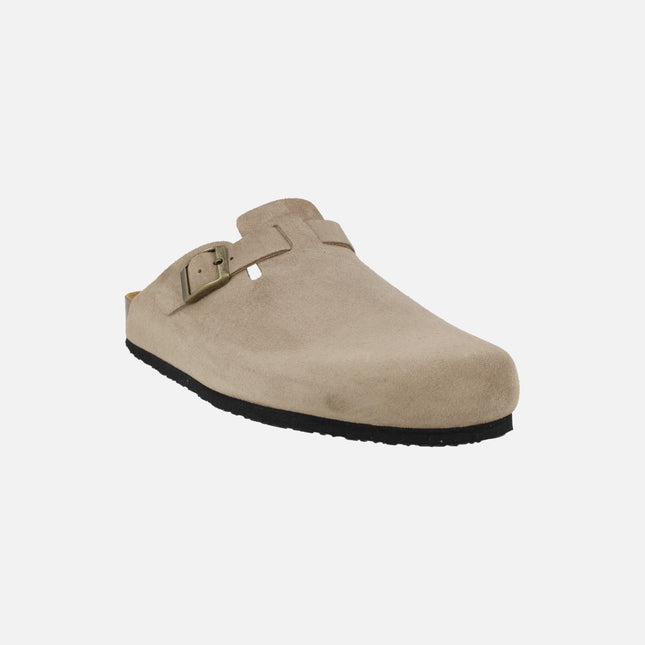 Zuecos de serraje color beige unisex UMA