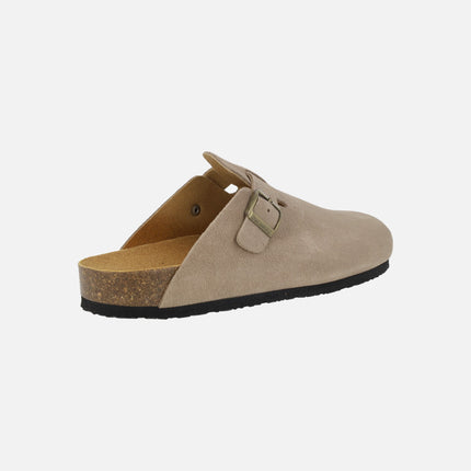 UMA unisex beige suede clogs