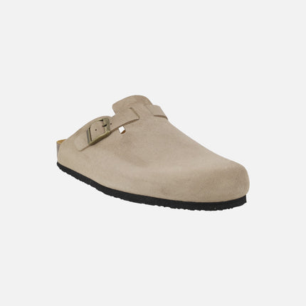 UMA unisex beige suede clogs