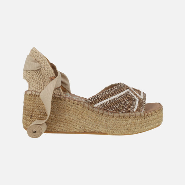 Zapatillas de esparto abiertas de puntera con cintas