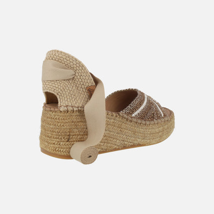 Peep toe espadrilles with ribbons
