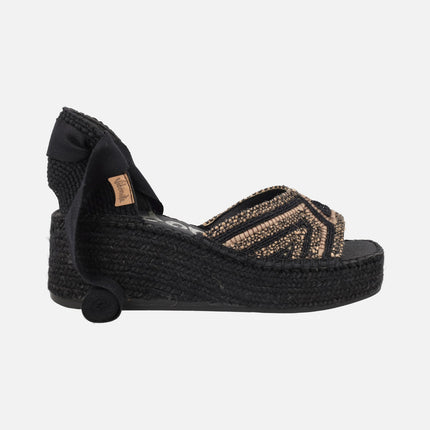 Peep toe espadrilles with ribbons
