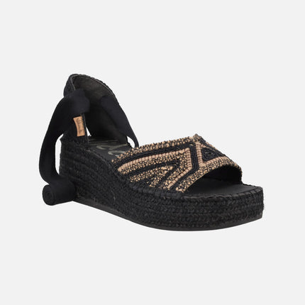 Peep toe espadrilles with ribbons