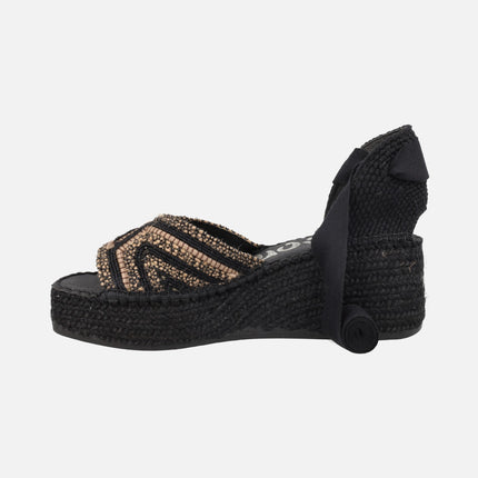 Peep toe espadrilles with ribbons