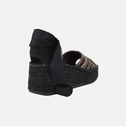 Peep toe espadrilles with ribbons