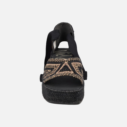 Peep toe espadrilles with ribbons