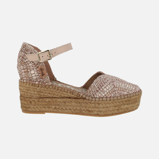 Zapatillas de esparto con pulsera al tobillo en tejido Hermes