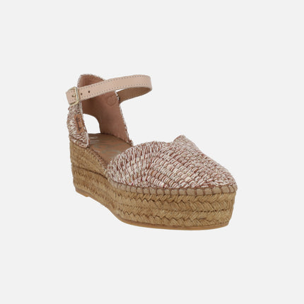 Zapatillas de esparto con pulsera al tobillo en tejido Hermes