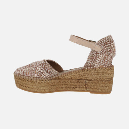 Zapatillas de esparto con pulsera al tobillo en tejido Hermes