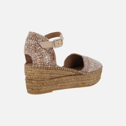 Zapatillas de esparto con pulsera al tobillo en tejido Hermes