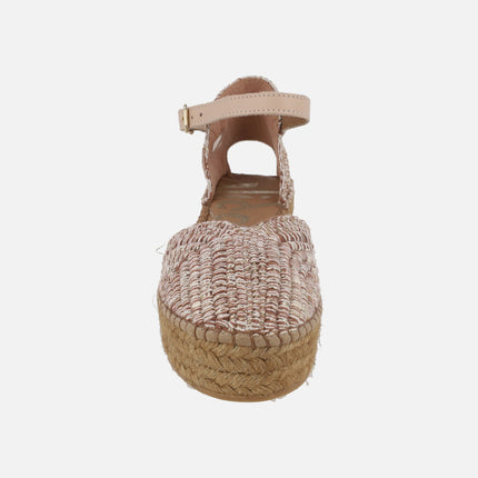 Zapatillas de esparto con pulsera al tobillo en tejido Hermes
