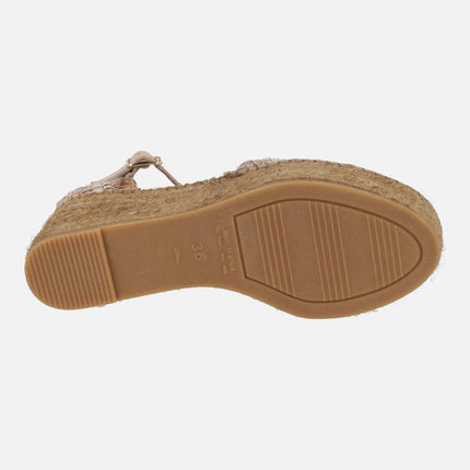 Zapatillas de esparto con pulsera al tobillo en tejido Hermes