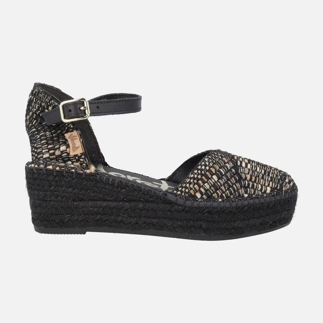 Zapatillas de esparto con pulsera al tobillo en tejido Hermes