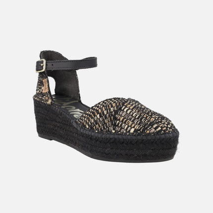 Zapatillas de esparto con pulsera al tobillo en tejido Hermes