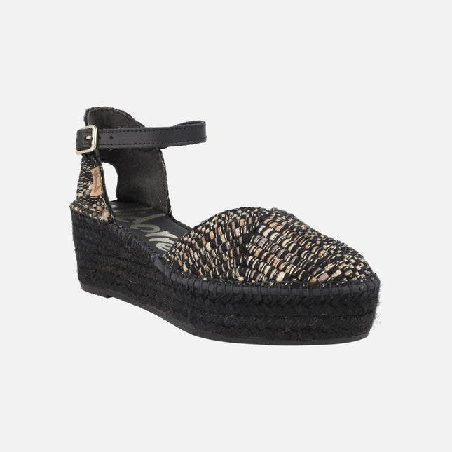 Zapatillas de esparto con pulsera al tobillo en tejido Hermes