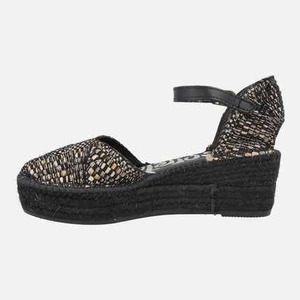 Zapatillas de esparto con pulsera al tobillo en tejido Hermes