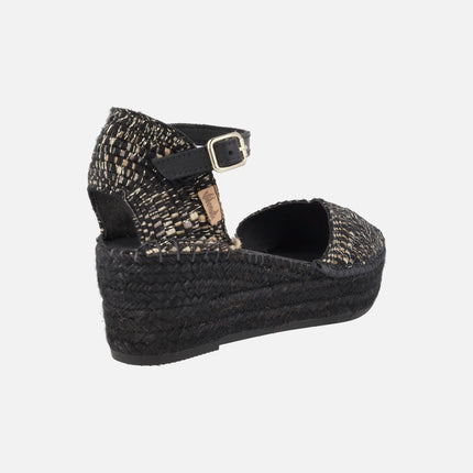 Zapatillas de esparto con pulsera al tobillo en tejido Hermes