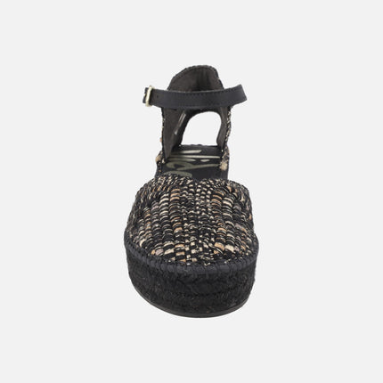 Zapatillas de esparto con pulsera al tobillo en tejido Hermes