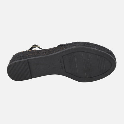 Zapatillas de esparto con pulsera al tobillo en tejido Hermes