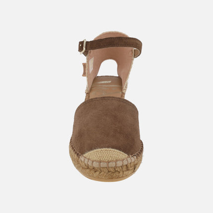Suede and fabric espadrilles with ankle bracelet