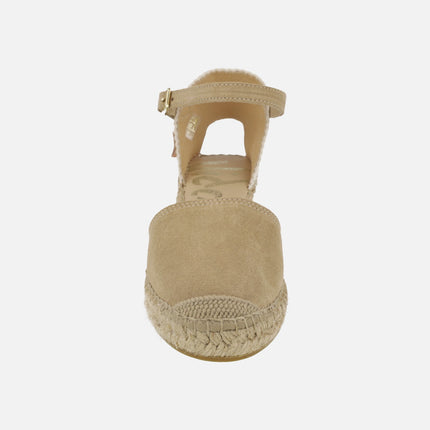 Suede and fabric espadrilles with ankle bracelet