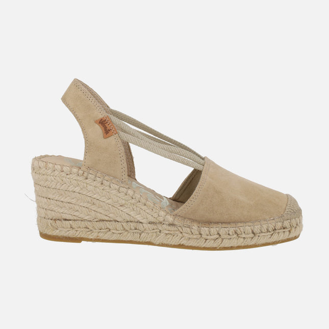 Zapatillas de esparto en ante color arena