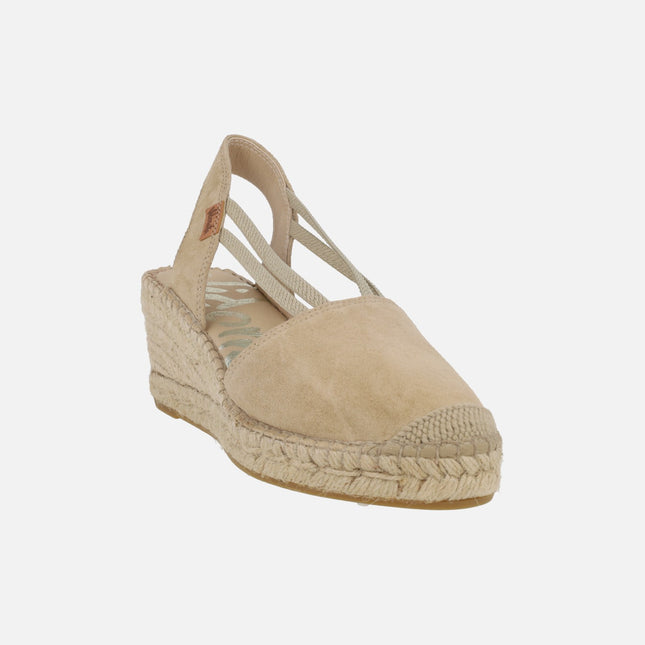 Zapatillas de esparto en ante color arena