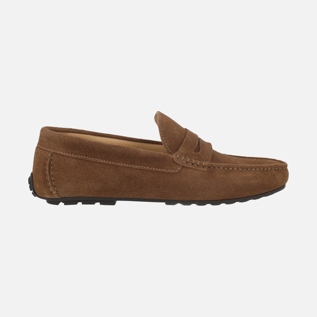 Pasos men's moccasins with mask in brown suede