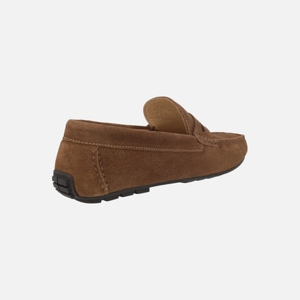 Pasos men's moccasins with mask in brown suede