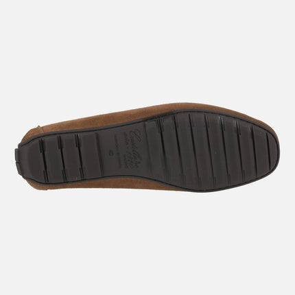 Pasos men's moccasins with mask in brown suede
