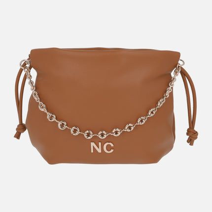 Mini sack style bags with chain and shoulder strap
