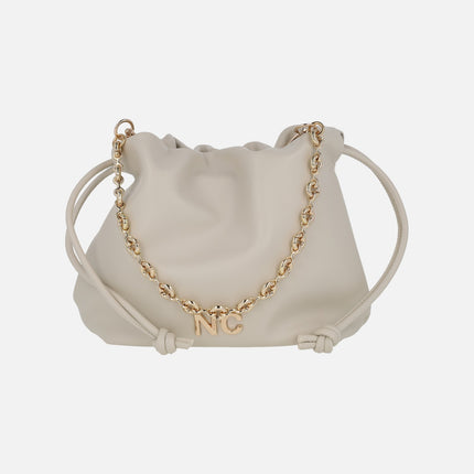 Mini sack style bags with chain and shoulder strap