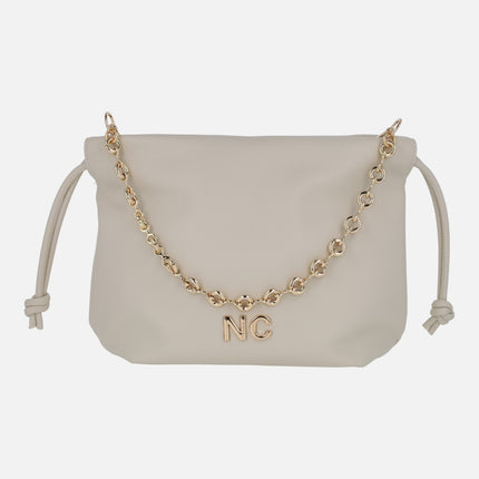 Mini sack style bags with chain and shoulder strap