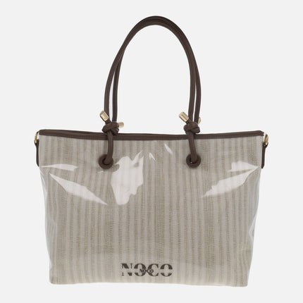 Carrycot style bags in vinyl and striped fabric