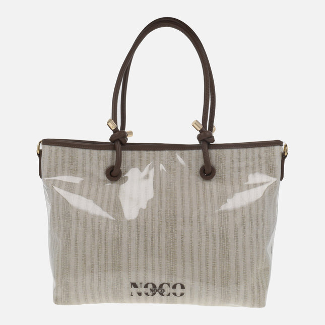 Bolsos estilo capazo en vinilo y tejido a rayas