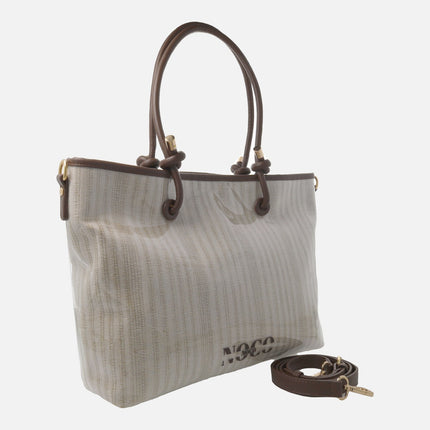Carrycot style bags in vinyl and striped fabric