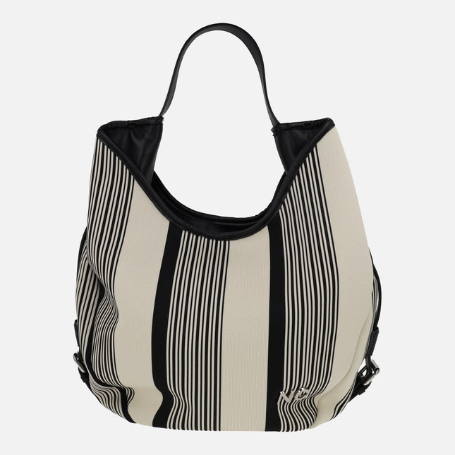 Bolsos para hombro en estampado a rayas negras y beige