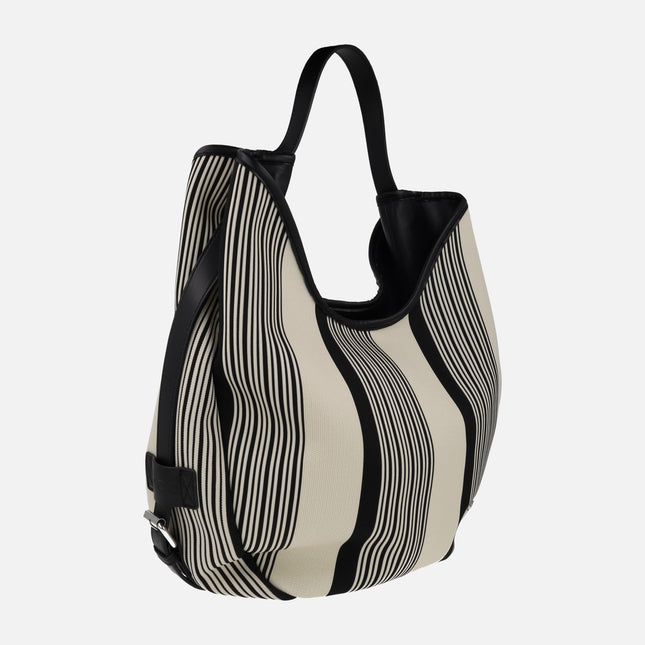 Bolsos para hombro en estampado a rayas negras y beige