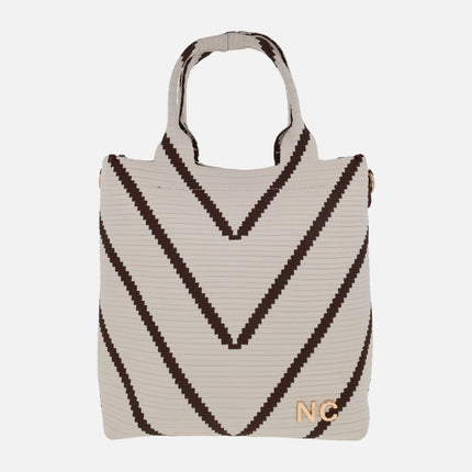 Zig Zag Structured Knit Tote Bags