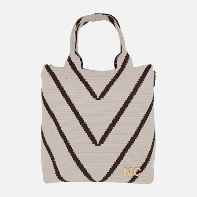 Bolsos tote de punto estructurado en tejido zig zag