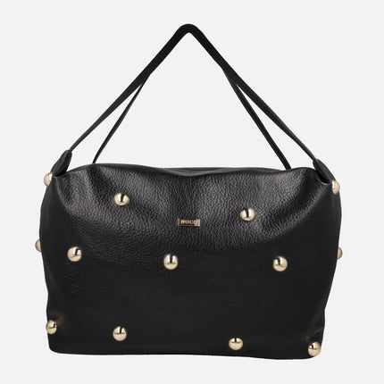 Bolsos negros efecto piel para hombro con tachas color oro